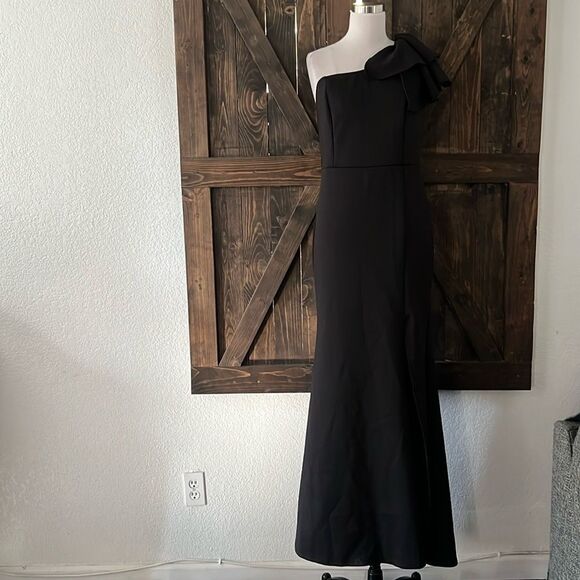 Sexy Sleeveless One Shoulder Ruffle High Split Party Evening Long Formal Dress - Picture 2 of 12